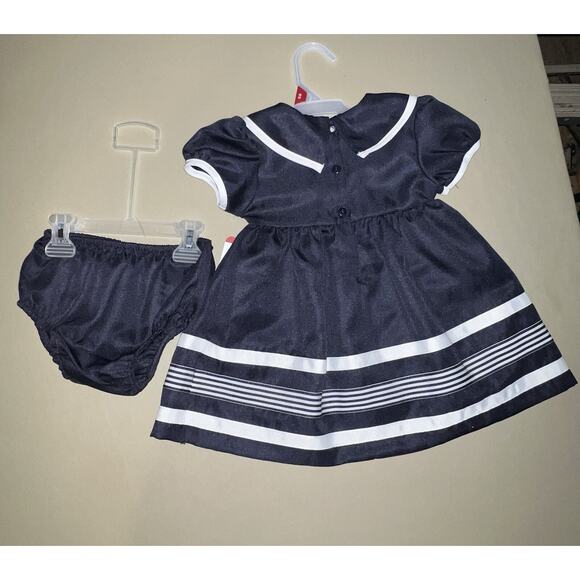 Rare Editions Girls Dress With Shorts 2-Piece Set Navy 18M - Picture 1 of 10